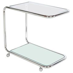 Chrome and Glass Art Deco Revival Bar or Serving Cart