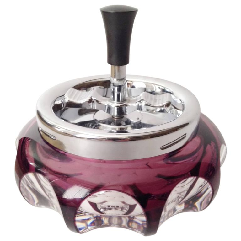 Fantastic French Two Color Glass Spinning Cigar Ashtray, circa 1950 at 1stDibs