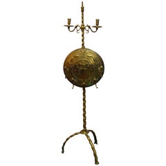 Antique Brass Fire Tool Stand Attributed to Oscar Bach