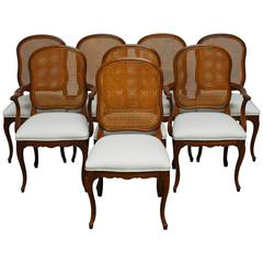 Set of Eight French Louis XV Style Cane Dining Chairs 1