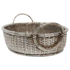 French Silver Brass Basket