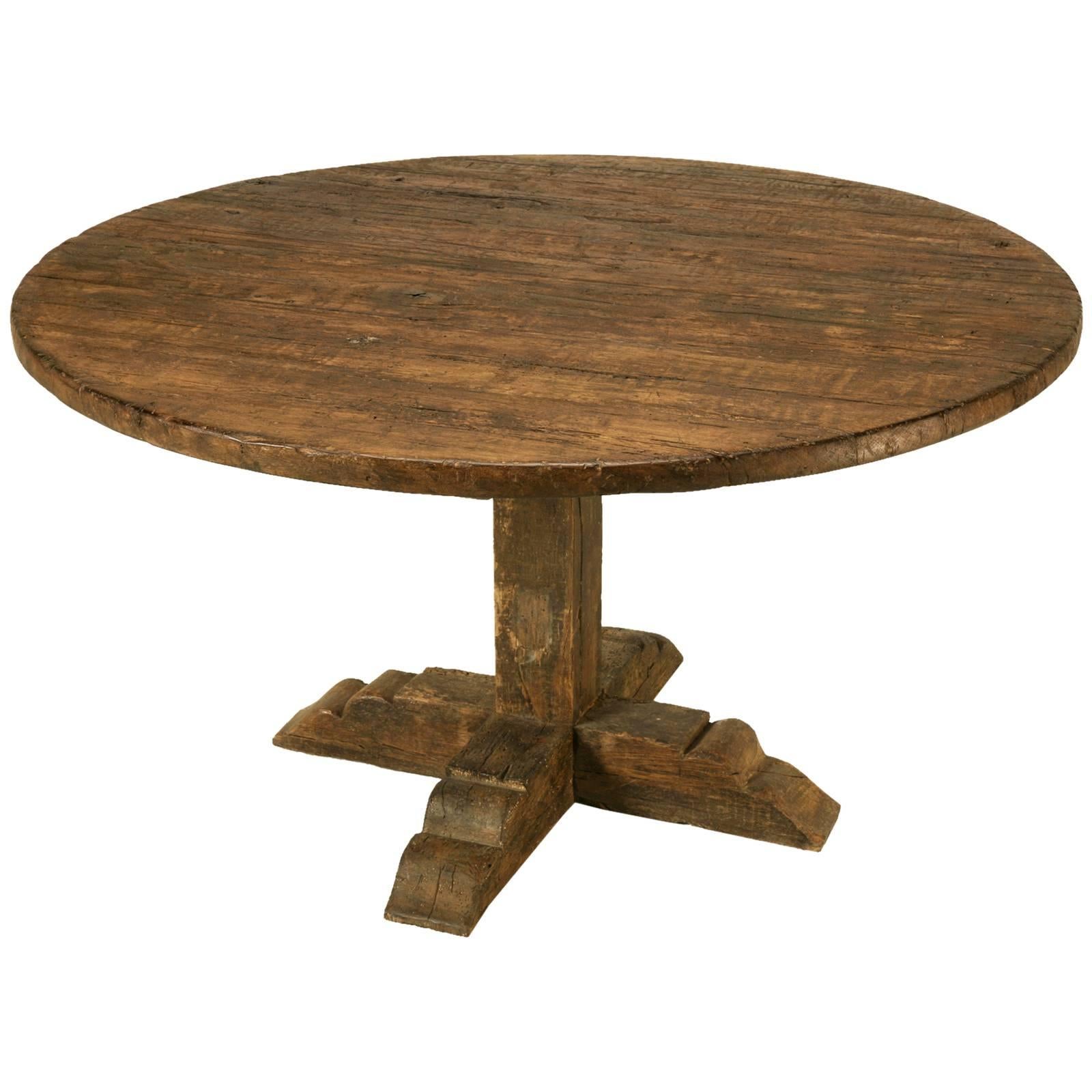 Italian Round Dining Table, Handcrafted by Old Plank in Any Dimension or Finish