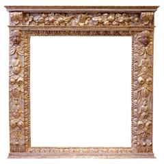 Italian 17th Century Carved, Polychrome and Giltwood Mirror