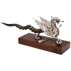 Antique Striking Table Cigar Lighter in the Form of a Dragon, English, circa 1900-1910