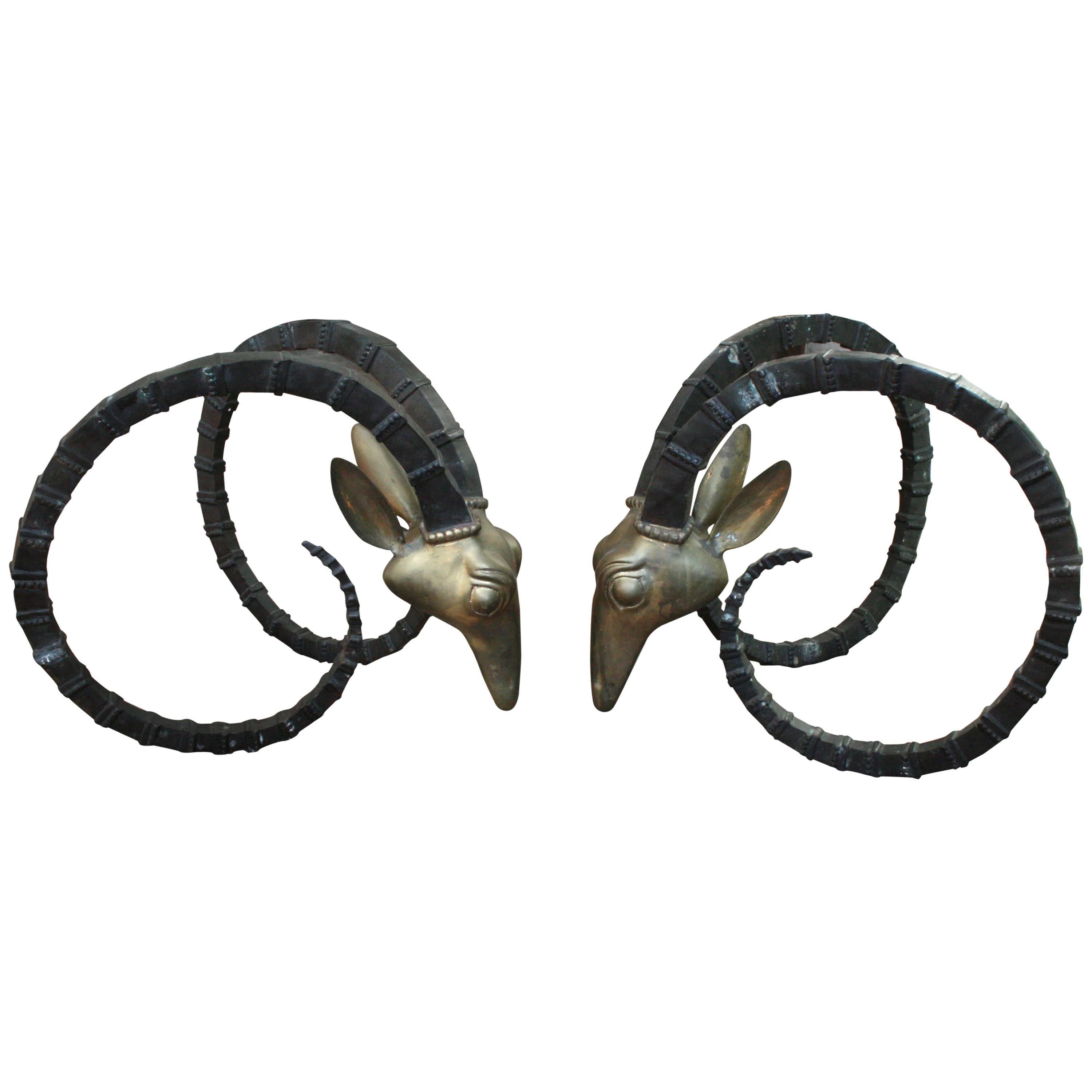 Pair of Brass Ibex Chervet Style Coffee Table Bases