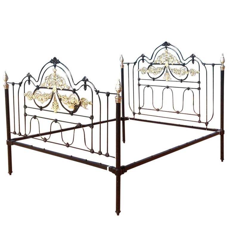 Wide Decorative Cast Iron Bed For Sale at 1stdibs