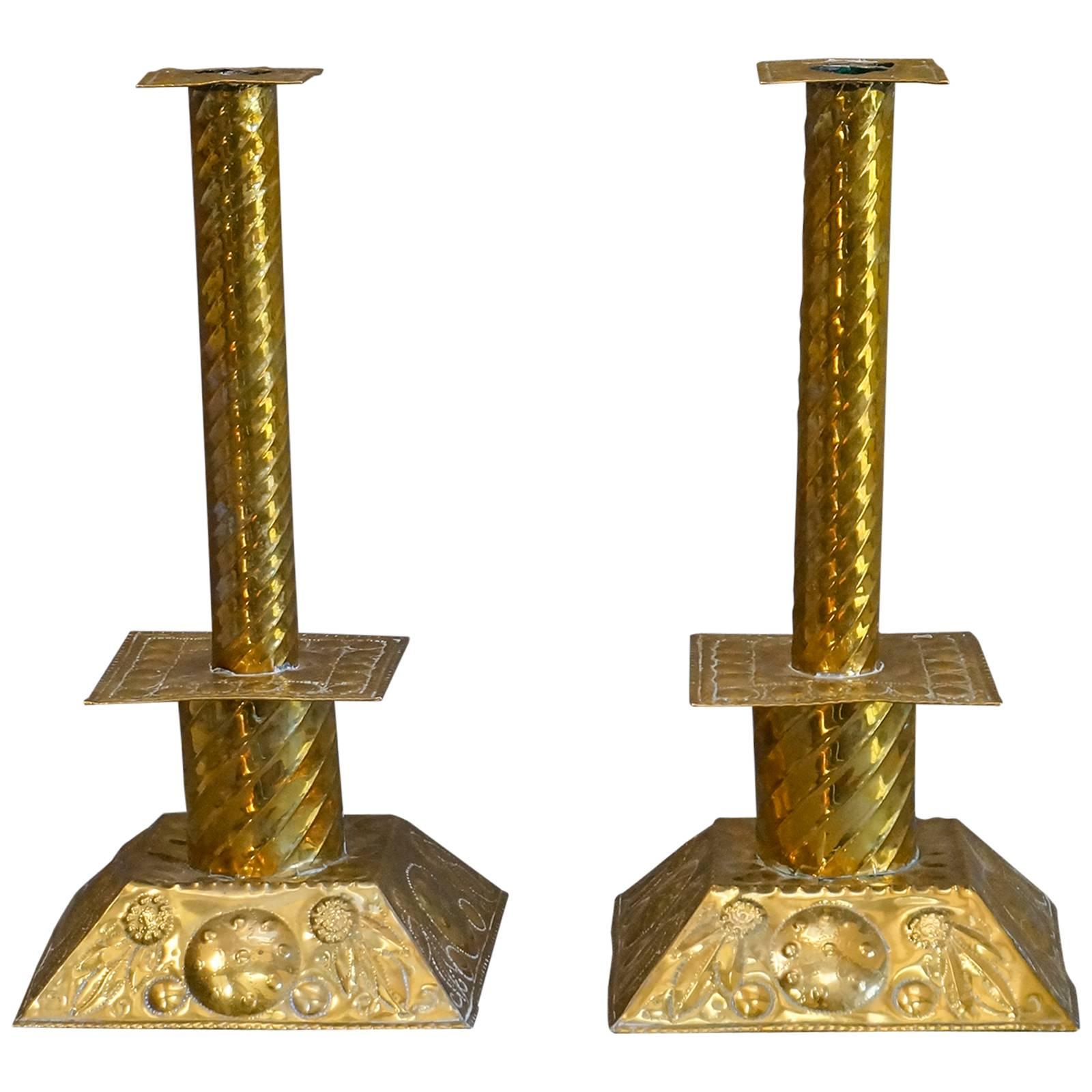 Pair of Brass Candlesticks For Sale