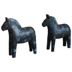 Pair of Black Horses from Dalarna Province