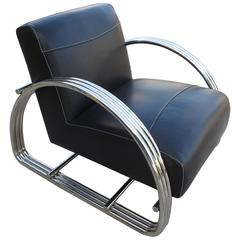 Ralph Lauren Hudson Street Lounge Chair in New Black Leather