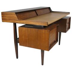 Vintage 1950s Modern Walnut and Leather Writing Desk