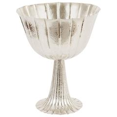 Hand-Worked Solid Silver Hammered Raised Fluted Vessel, Small