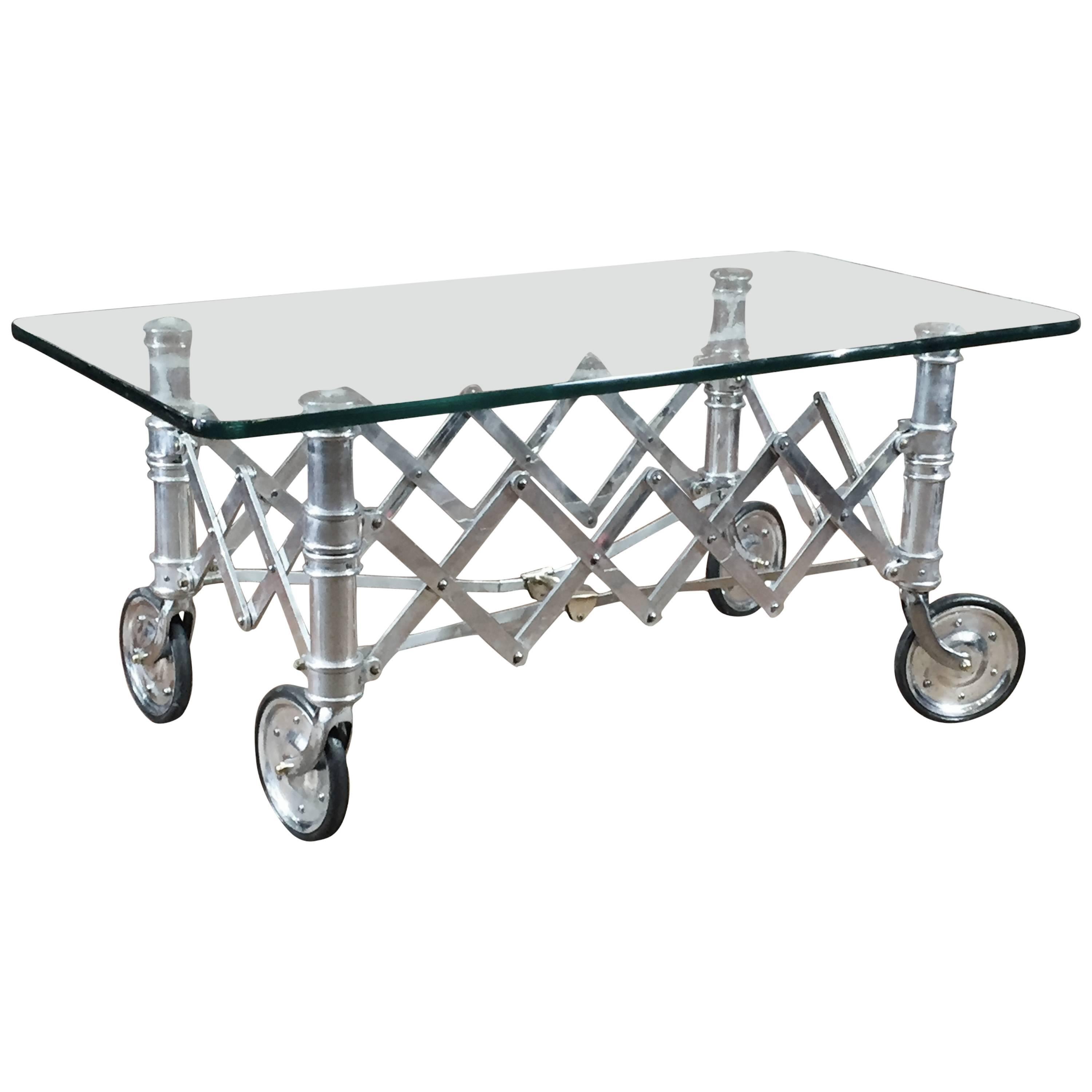 Polished Steel Coffee Table For Sale