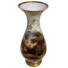 Antique Attributed to Baccarat Opaline Vase with Enamel and Gilt Decoration, 1800s