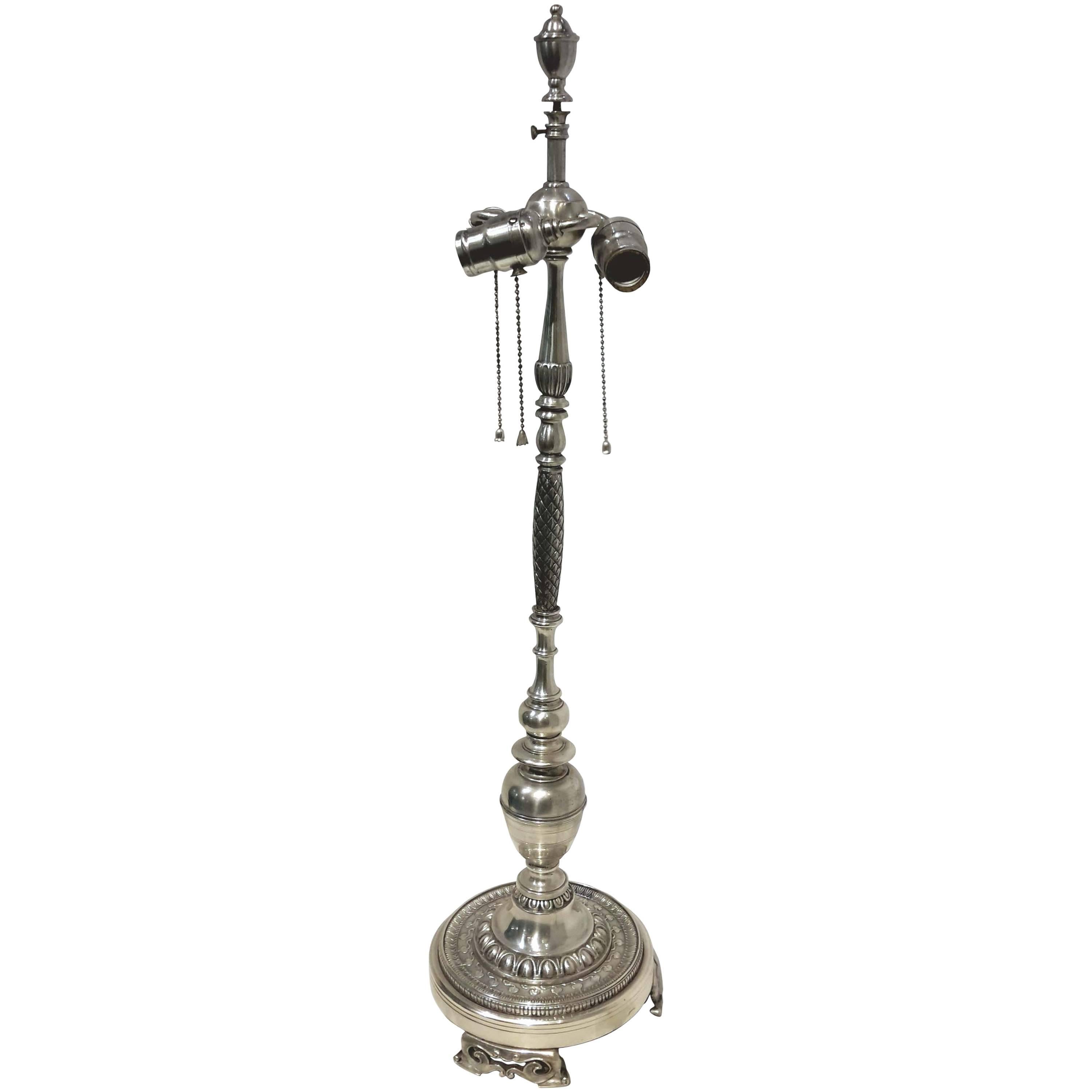 Edward F. Caldwell & Co., Silvered Bronze Neoclassical Table Lamp, 19th Century For Sale