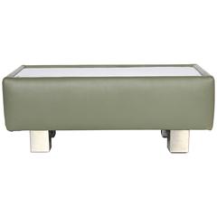 Stylish Modern Leather and Metal Ottoman or Coffee Table 5