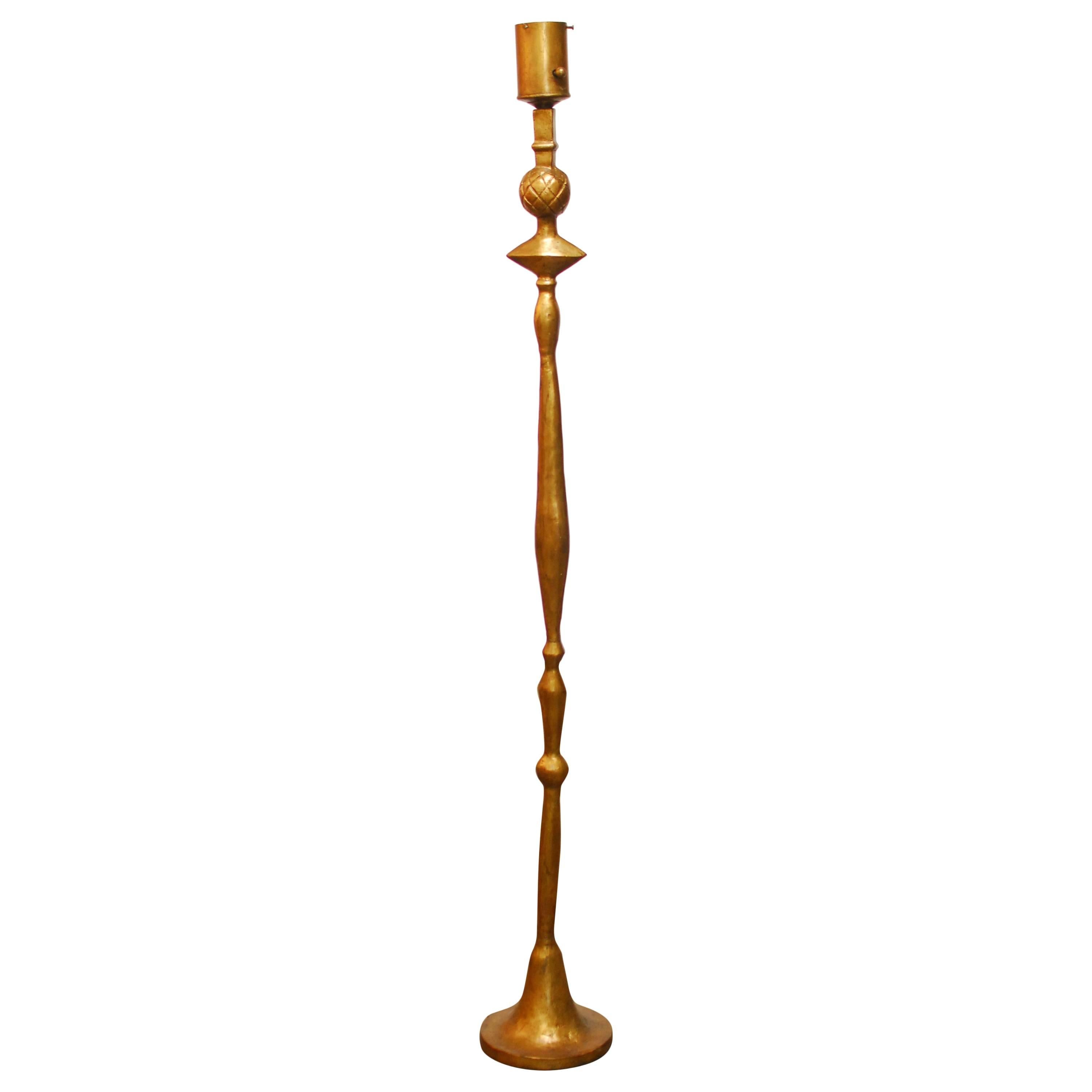 Pomme De Pin Gilt Bronze Sculptural Floor Lamp After Giacometti For Sale