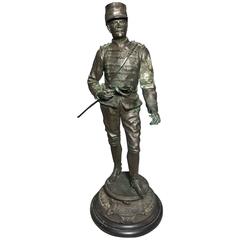 Large Spelter Metal Soldier Figure, French, Early 20th Century