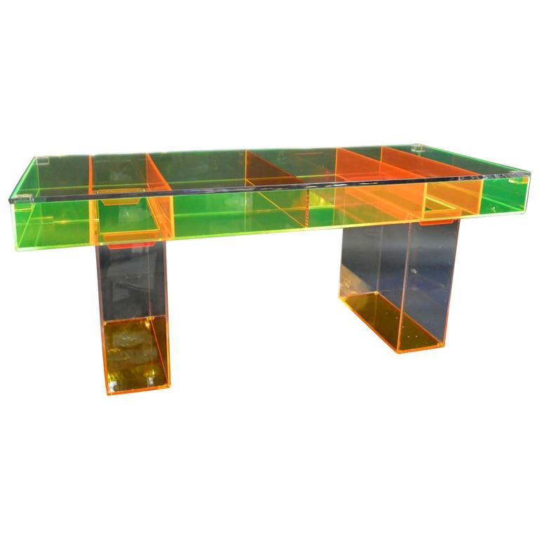 Multicolor Lucite Coffee Table For Sale at 1stdibs
