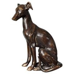 Bronze Sitting Greyhound Sculpture, Early 20th Century, USA