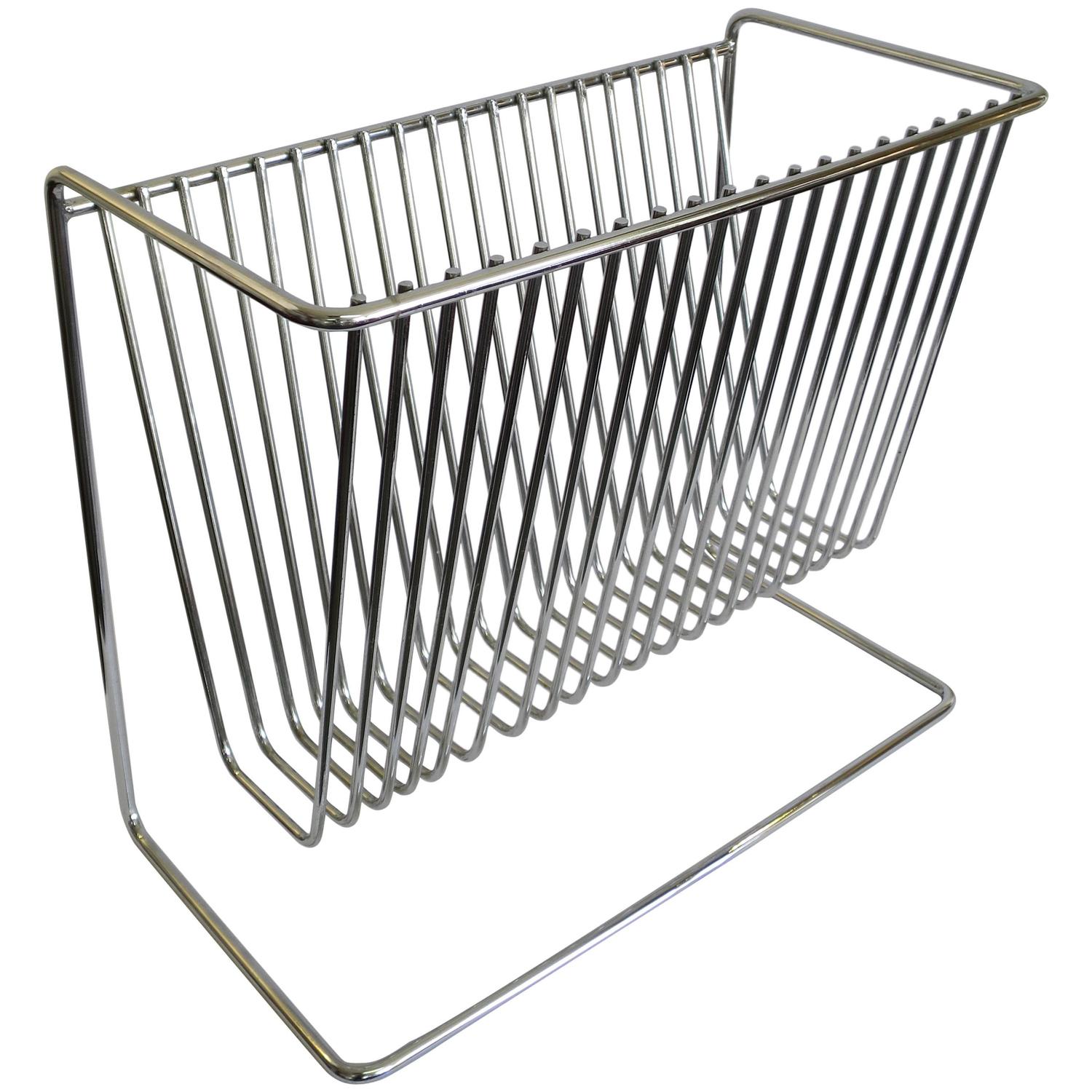 Mid-Century Chrome Magazine Holder at 1stdibs