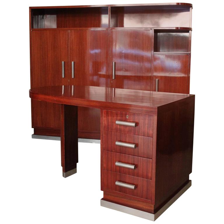 Art Deco Desk Cabinet And Chair In Style Of Ruhlmann For At Art Deco Desk And Cabinet