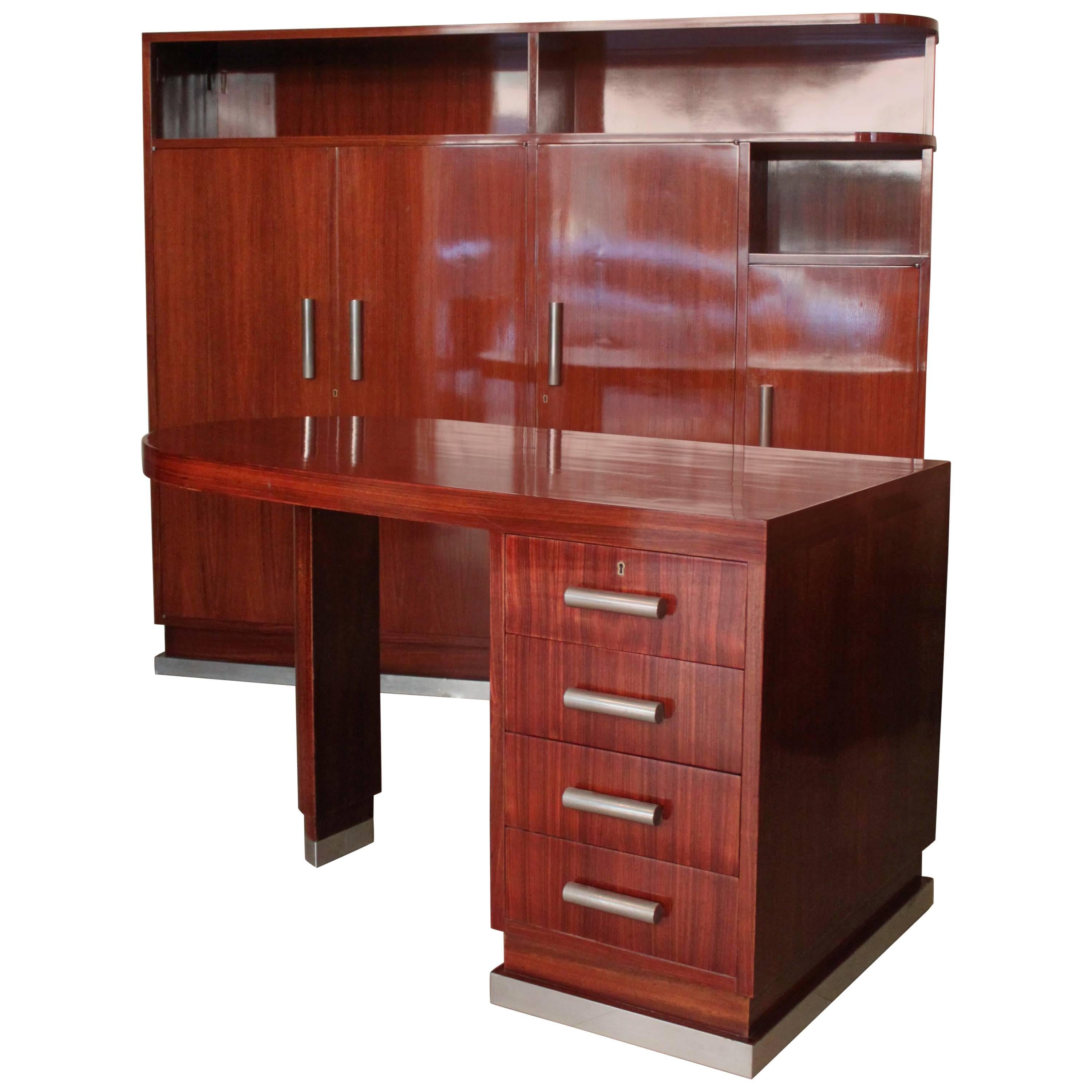 Art Deco Desk and Cabinet For Sale