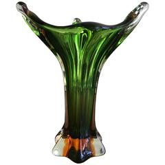 1960s Flavio Poli Small Sommerso Trumpet Vase