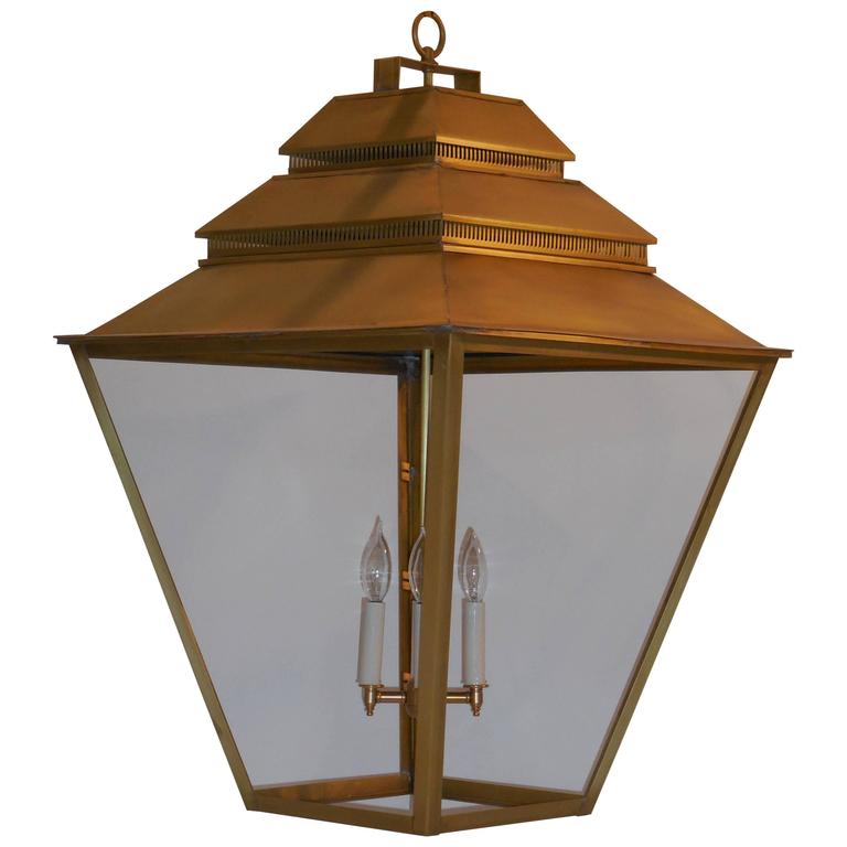 Large Brass Hanging Lantern For Sale at 1stdibs