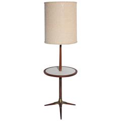 Early Gerald Thurston Tripod Floor Lamp and Side Table