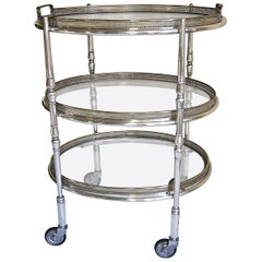 French Silver Plated Three-Tier Bar Serving Cart