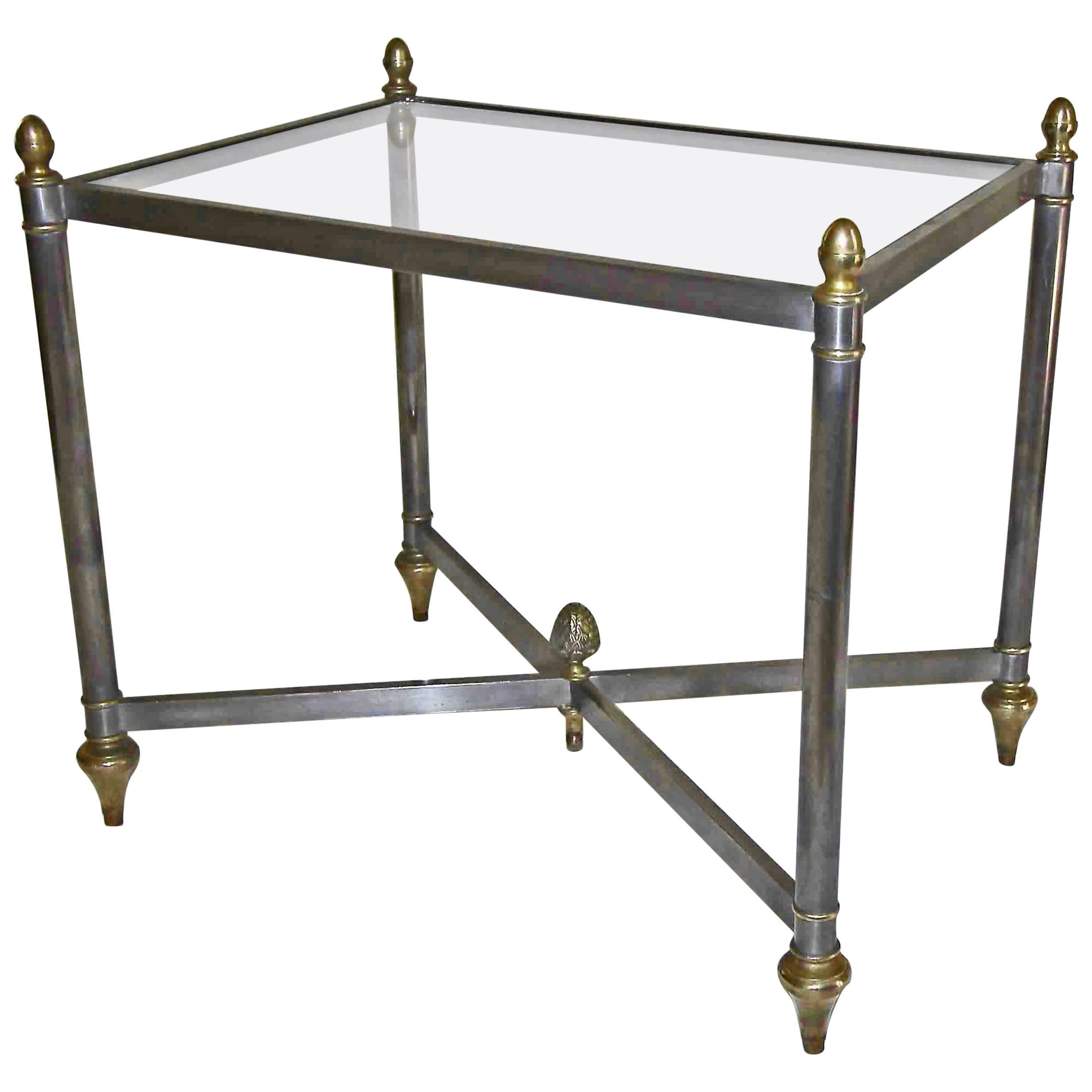 Italian Jansen Style Steel Brass Side or End Table