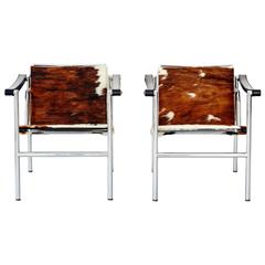 Pair of Le Corbusier Natural Hide Sling Chairs for Cassina 