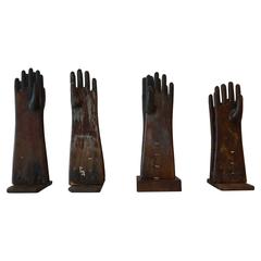 20th Century Antique Set of Four French Wooden Glove Molds Collectibles