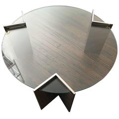 Leon Rosen for "Pace" Glass and Polished Steel Cocktail Table