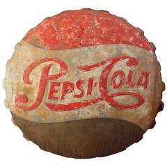 Vintage Embossed Pepsi Cola Cap Sign