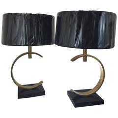 Midcentury Gold Leafed "C" Lamps