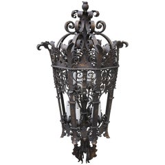 Monumental French Bronze Lantern with Ornate Details