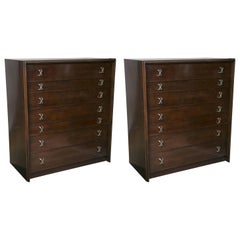 Fabulous Pair Paul Frankl by John Stuart Marked Commodes or Dressers Rosewood