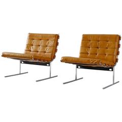 Jorge Zalszupin Set of Two Easy Chairs in Caramel Leather 8