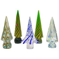 Vintage Italian Murano Glass Christmas Tree Sculptures by Formia