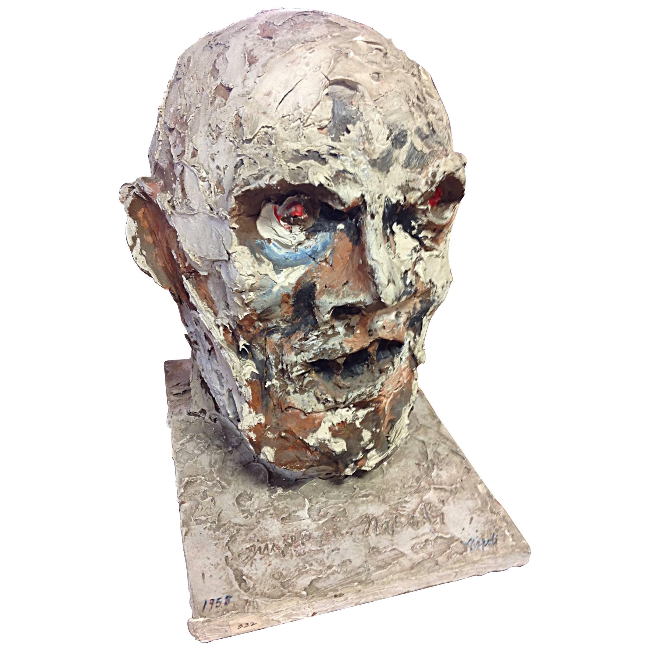 Giuseppe Napoli Mixed-Media Head Sculpture, 1958