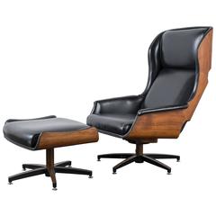 Mid-Century Modern Lounge Chair and Ottoman by Drexel