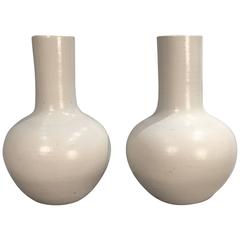 Large Blanc de Chine Studio Vases, Qing Dynasty, No Markings