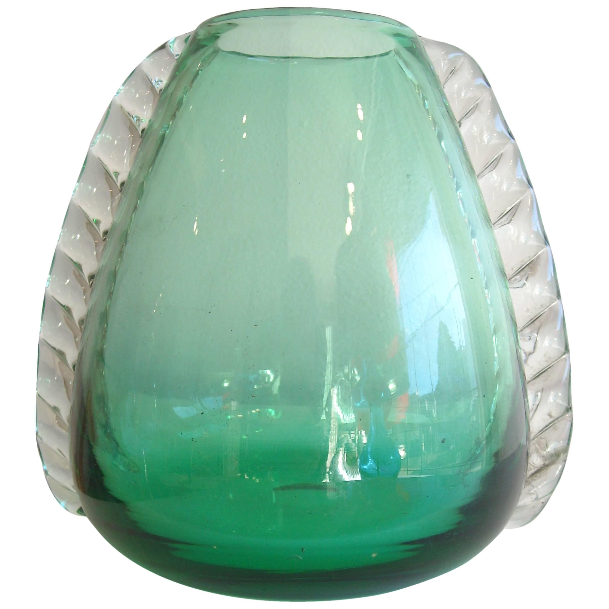 Ercole Barovier Murano Glass Vase with Ferro Toso