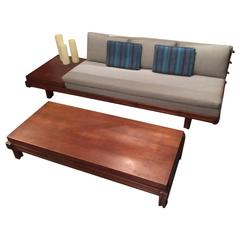 Martin Borenstein Sofa with Built in Fiber Glass Can Lights and Coffee Table
