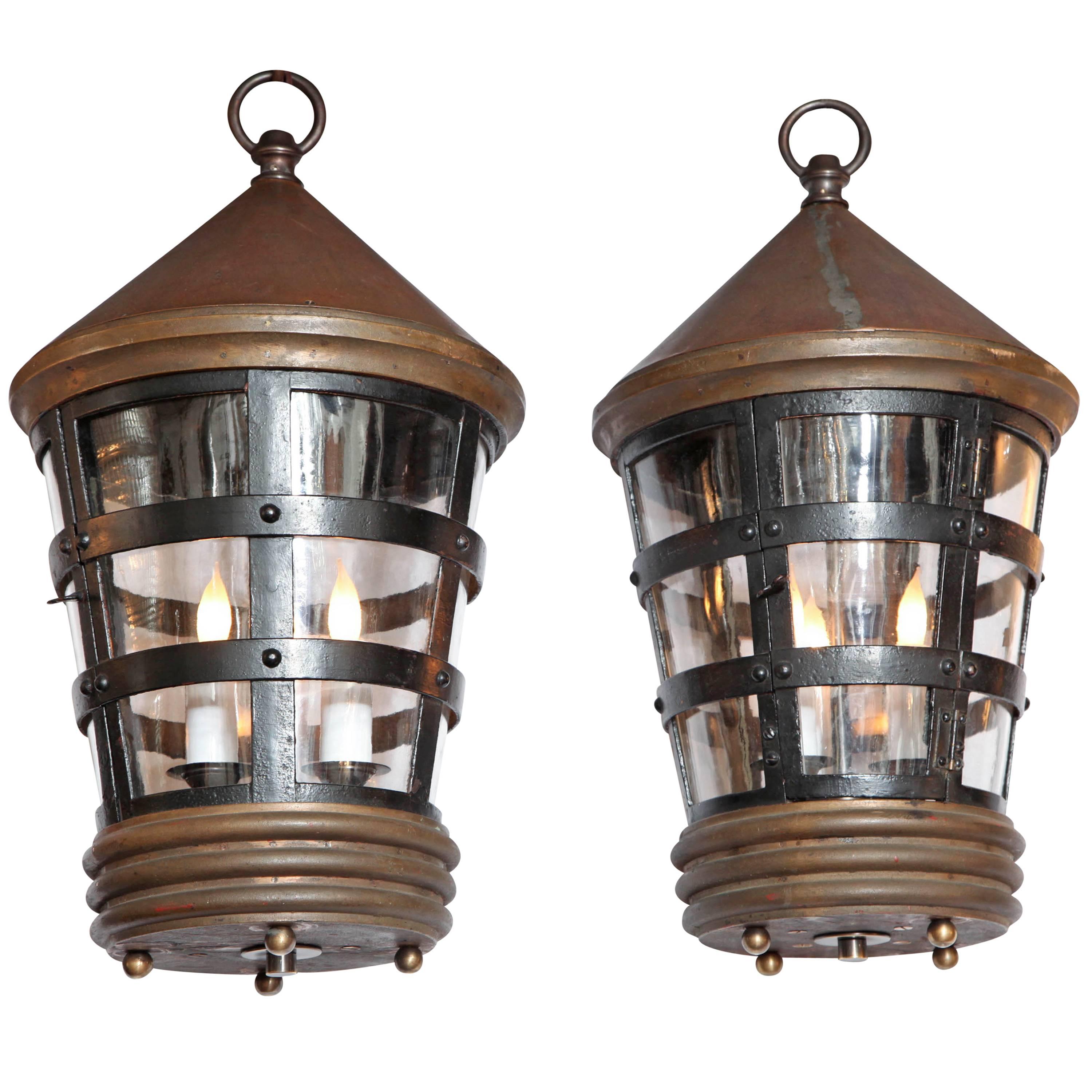 Pair of Conical Top Lanterns 