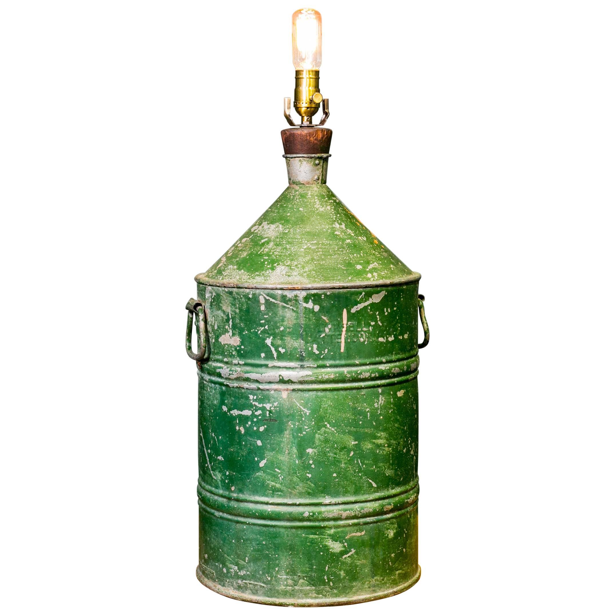 Rustic Painted Galvanized Vessel as Lamp