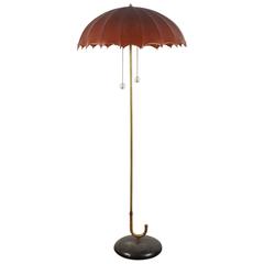 English Leather and Metal Lamp
