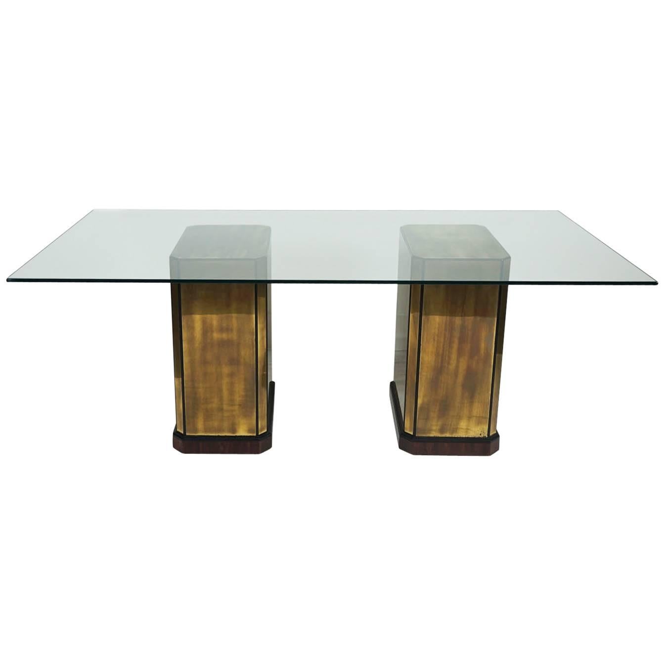 Mastercraft Double Pedestal Dining Table or Desk For Sale