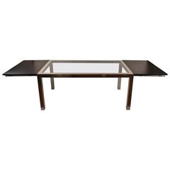 Aluminum Base Parsons Dining Table with Black Formica Leaves 5